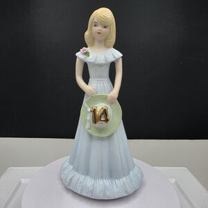 VTG 1981 Enesco Growing Up Birthday Girl Porcelain Age 14 Blonde E-2314 NiB